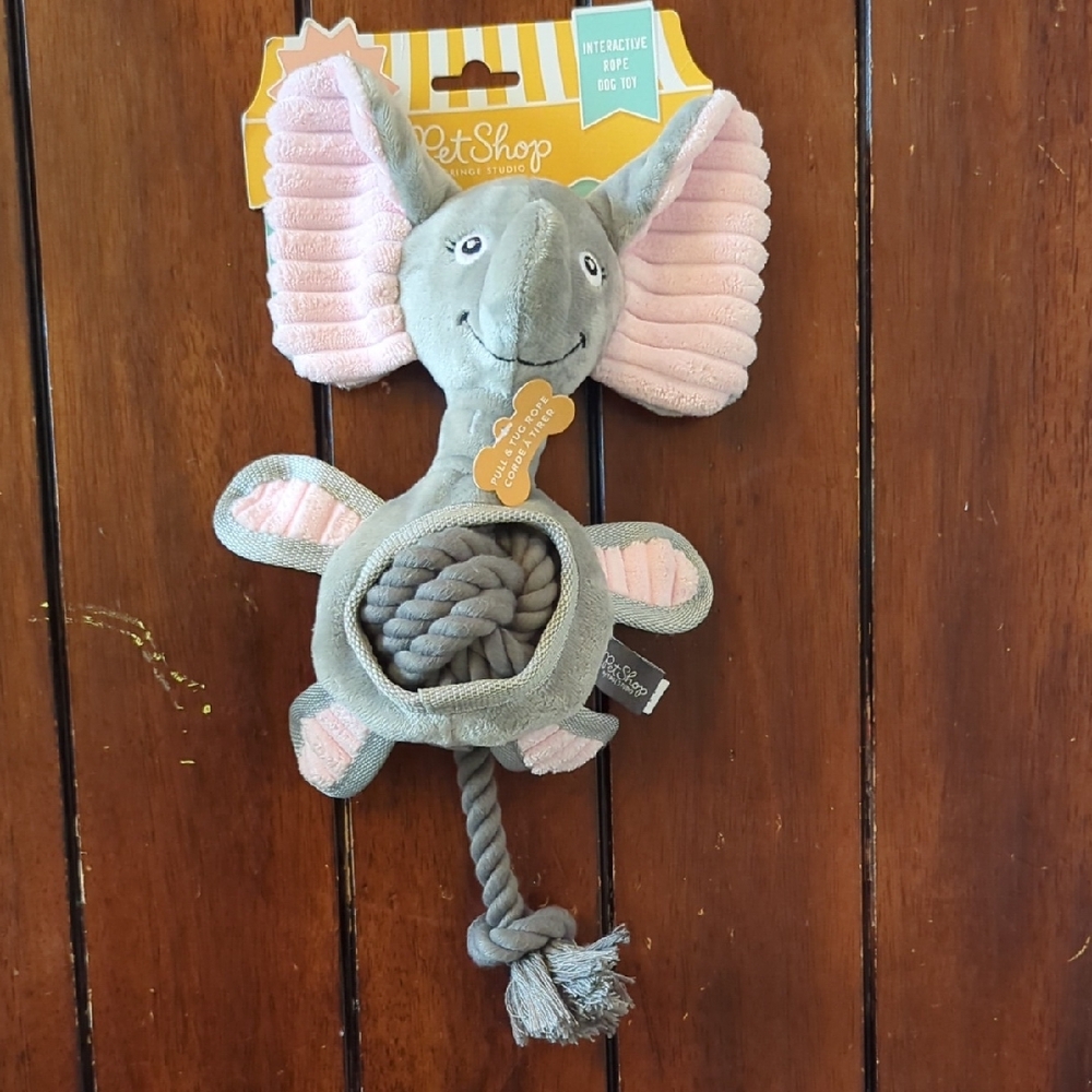 Gray and Pink Elephant Dog Toy - New